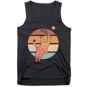 Funny Tennis Racket Cat Playing Tennis Tank Top