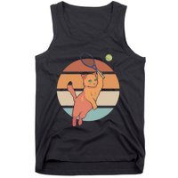 Funny Tennis Racket Cat Playing Tennis Tank Top