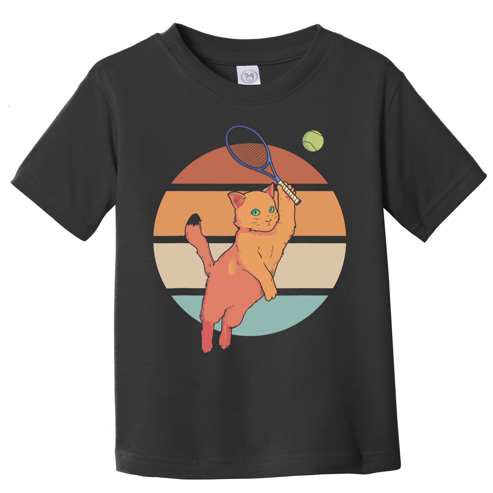 Funny Tennis Racket Cat Playing Tennis Toddler T-Shirt