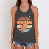 Funny Tennis Racket Cat Playing Tennis Women's Knotted Racerback Tank