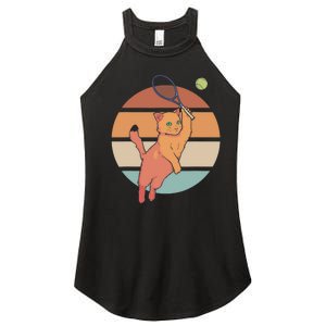 Funny Tennis Racket Cat Playing Tennis Women's Perfect Tri Rocker Tank