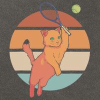 Funny Tennis Racket Cat Playing Tennis Cotton Canvas Backpack