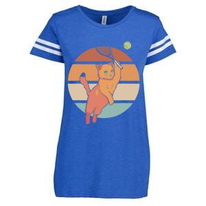 Funny Tennis Racket Cat Playing Tennis Enza Ladies Jersey Football T-Shirt