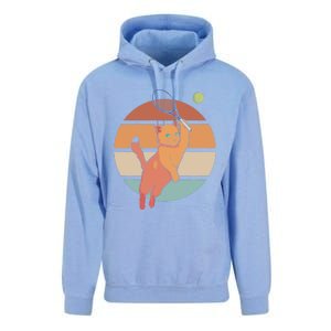 Funny Tennis Racket Cat Playing Tennis Unisex Surf Hoodie