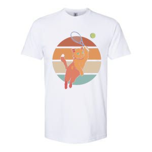 Funny Tennis Racket Cat Playing Tennis Softstyle CVC T-Shirt