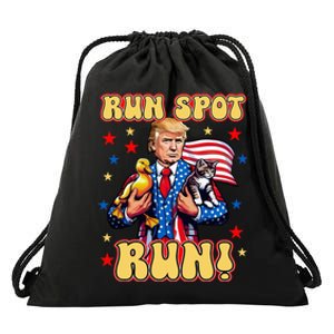 Funny Trump Run Harris Spot Run Dog Debate Election 2024 Drawstring Bag