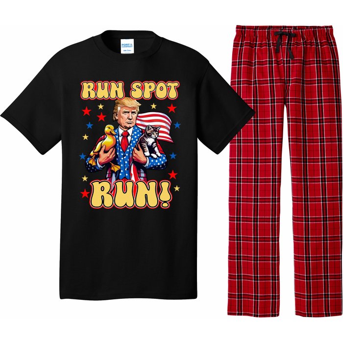 Funny Trump Run Harris Spot Run Dog Debate Election 2024 Pajama Set