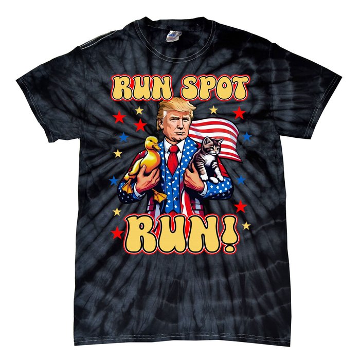 Funny Trump Run Harris Spot Run Dog Debate Election 2024 Tie-Dye T-Shirt