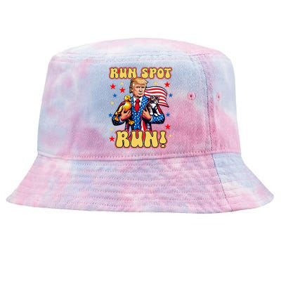 Funny Trump Run Harris Spot Run Dog Debate Election 2024 Tie-Dyed Bucket Hat