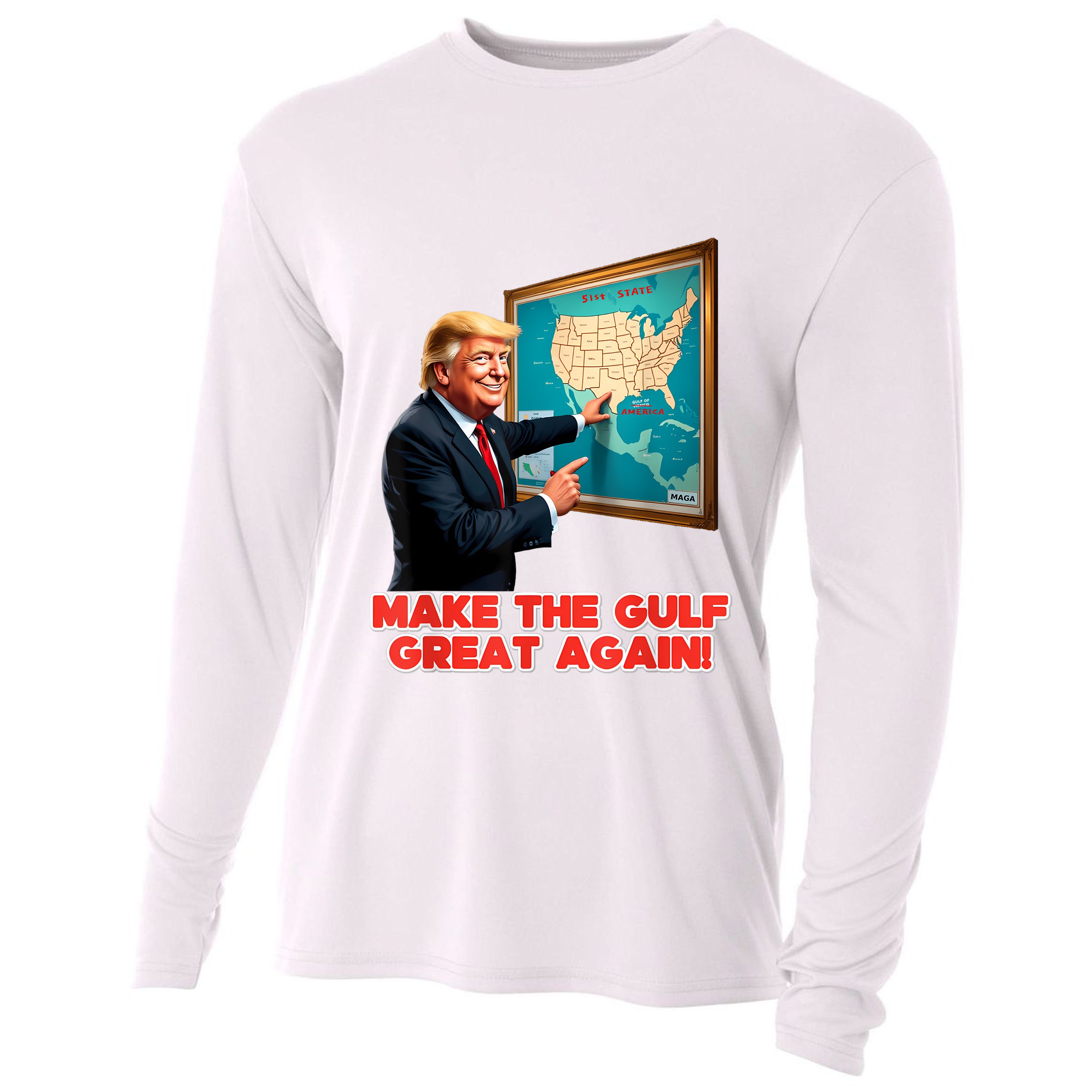 Funny Trump Renaming AmericaS Gulf Of Mexico Great Again Cooling Performance Long Sleeve Crew