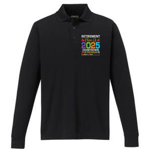 Funny Teacher Retirement Class Of 2025 Countdown In Progress Gift Performance Long Sleeve Polo