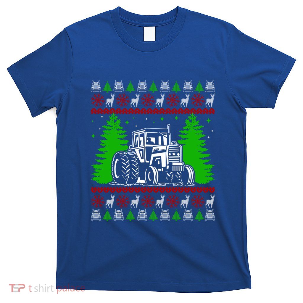 Farm Tractor Reindeer Fun Ugly Christmas Farmer Gift T-Shirt