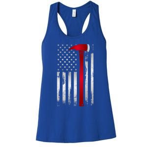 Fire Thin Red Line American Flag Axe Gift For Firefighter Meaningful Gift Women's Racerback Tank