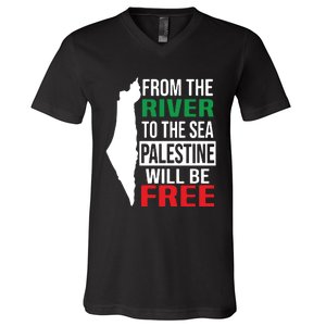 From The River To The Sea Palestine Will Be Free V-Neck T-Shirt