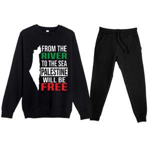 From The River To The Sea Palestine Will Be Free Premium Crewneck Sweatsuit Set