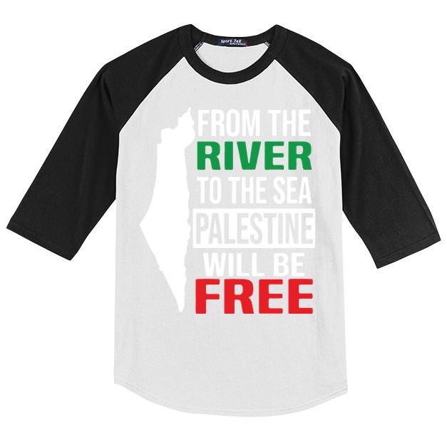 From The River To The Sea Palestine Will Be Free Kids Colorblock Raglan Jersey