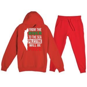 From The River To The Sea Palestine Will Be Free Premium Hooded Sweatsuit Set