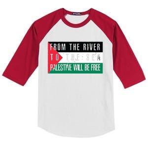 From The River To The Sea Palestine Will Be Free Kids Colorblock Raglan Jersey