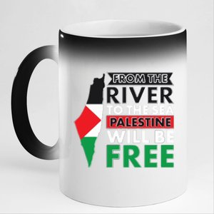 From The River To The Sea Palestine Will Be Free 11oz Black Color Changing Mug