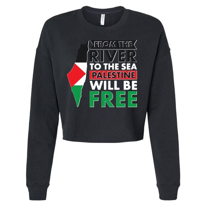 From The River To The Sea Palestine Will Be Free Cropped Pullover Crew