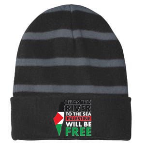 From The River To The Sea Palestine Will Be Free Striped Beanie with Solid Band