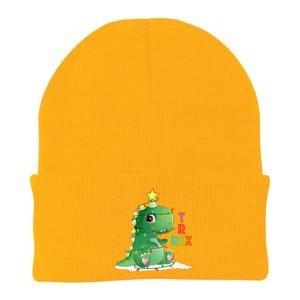 Funny Tree Rex Christmas Tree Lights Dinosaur T Rex Knit Cap Winter Beanie