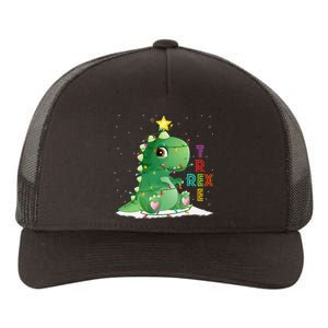 Funny Tree Rex Christmas Tree Lights Dinosaur T Rex Yupoong Adult 5-Panel Trucker Hat