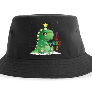 Funny Tree Rex Christmas Tree Lights Dinosaur T Rex Sustainable Bucket Hat