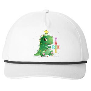 Funny Tree Rex Christmas Tree Lights Dinosaur T Rex Snapback Five-Panel Rope Hat