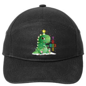 Funny Tree Rex Christmas Tree Lights Dinosaur T Rex 7-Panel Snapback Hat