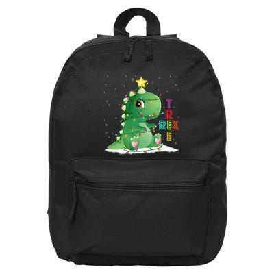 Funny Tree Rex Christmas Tree Lights Dinosaur T Rex 16 in Basic Backpack