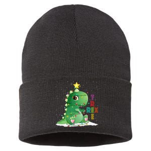 Funny Tree Rex Christmas Tree Lights Dinosaur T Rex Sustainable Knit Beanie