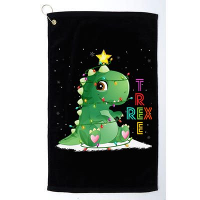 Funny Tree Rex Christmas Tree Lights Dinosaur T Rex Platinum Collection Golf Towel