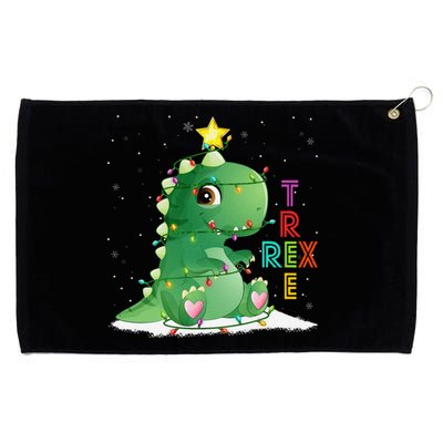 Funny Tree Rex Christmas Tree Lights Dinosaur T Rex Grommeted Golf Towel