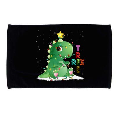 Funny Tree Rex Christmas Tree Lights Dinosaur T Rex Microfiber Hand Towel