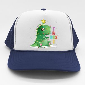 Funny Tree Rex Christmas Tree Lights Dinosaur T Rex Trucker Hat