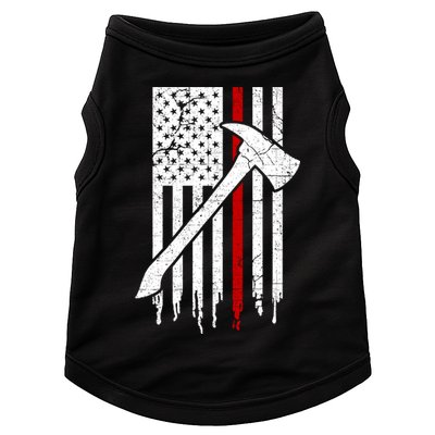 Firefighter Thin Red Line American Flag Gift Doggie Tank