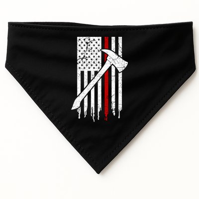 Firefighter Thin Red Line American Flag Gift USA-Made Doggie Bandana