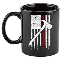 Firefighter Thin Red Line American Flag Gift 11oz C Handle Ceramic Mug