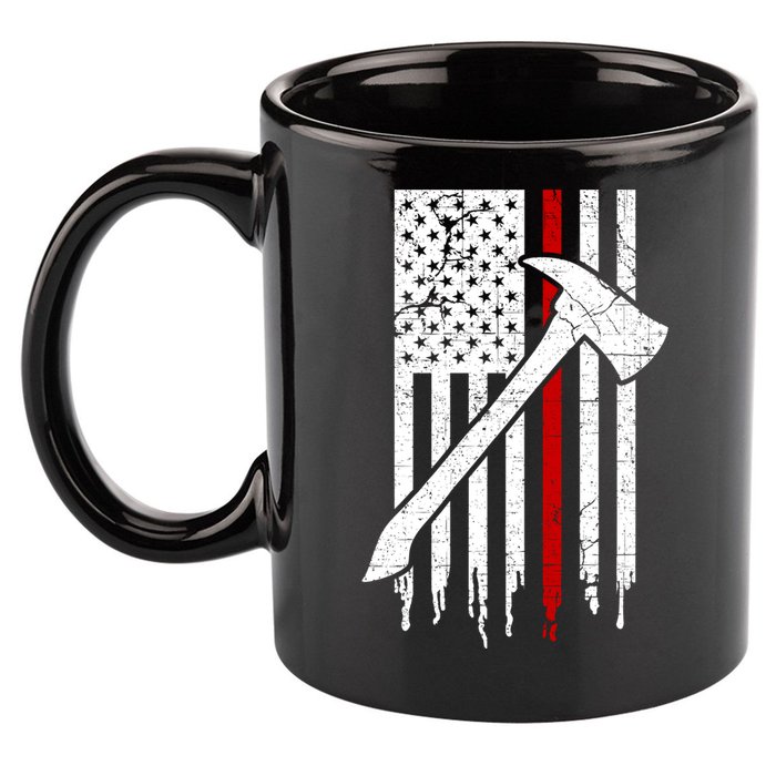Firefighter Thin Red Line American Flag Gift 11oz C Handle Ceramic Mug