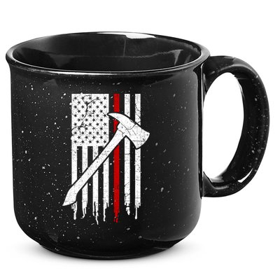 Firefighter Thin Red Line American Flag Gift 15oz Campfire Ceramic Mug