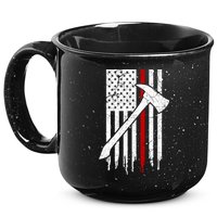 Firefighter Thin Red Line American Flag Gift 15oz Campfire Ceramic Mug