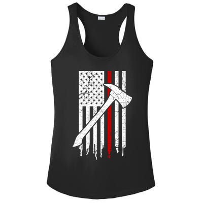 Firefighter Thin Red Line American Flag Gift Ladies PosiCharge Competitor Racerback Tank