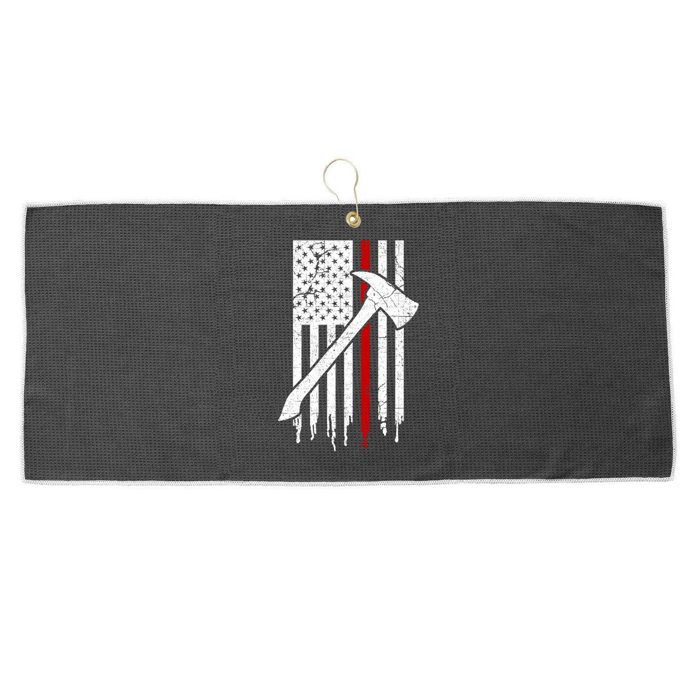 Firefighter Thin Red Line American Flag Gift Large Microfiber Waffle Golf Towel