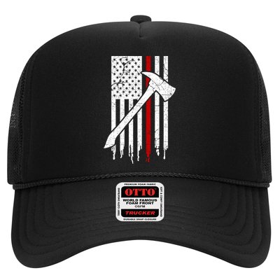 Firefighter Thin Red Line American Flag Gift Trucker Hat