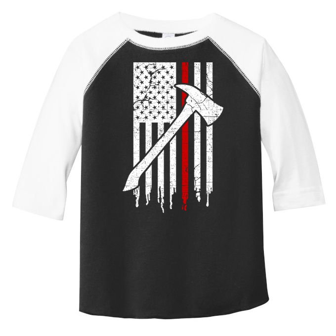 Firefighter Thin Red Line American Flag Gift Toddler Fine Jersey T-Shirt