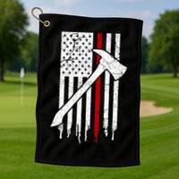 Firefighter Thin Red Line American Flag Gift Golf Towel