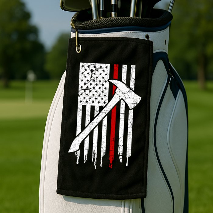 Firefighter Thin Red Line American Flag Gift Golf Towel