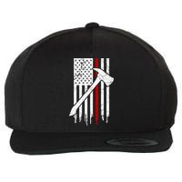 Firefighter Thin Red Line American Flag Gift Wool Snapback Cap