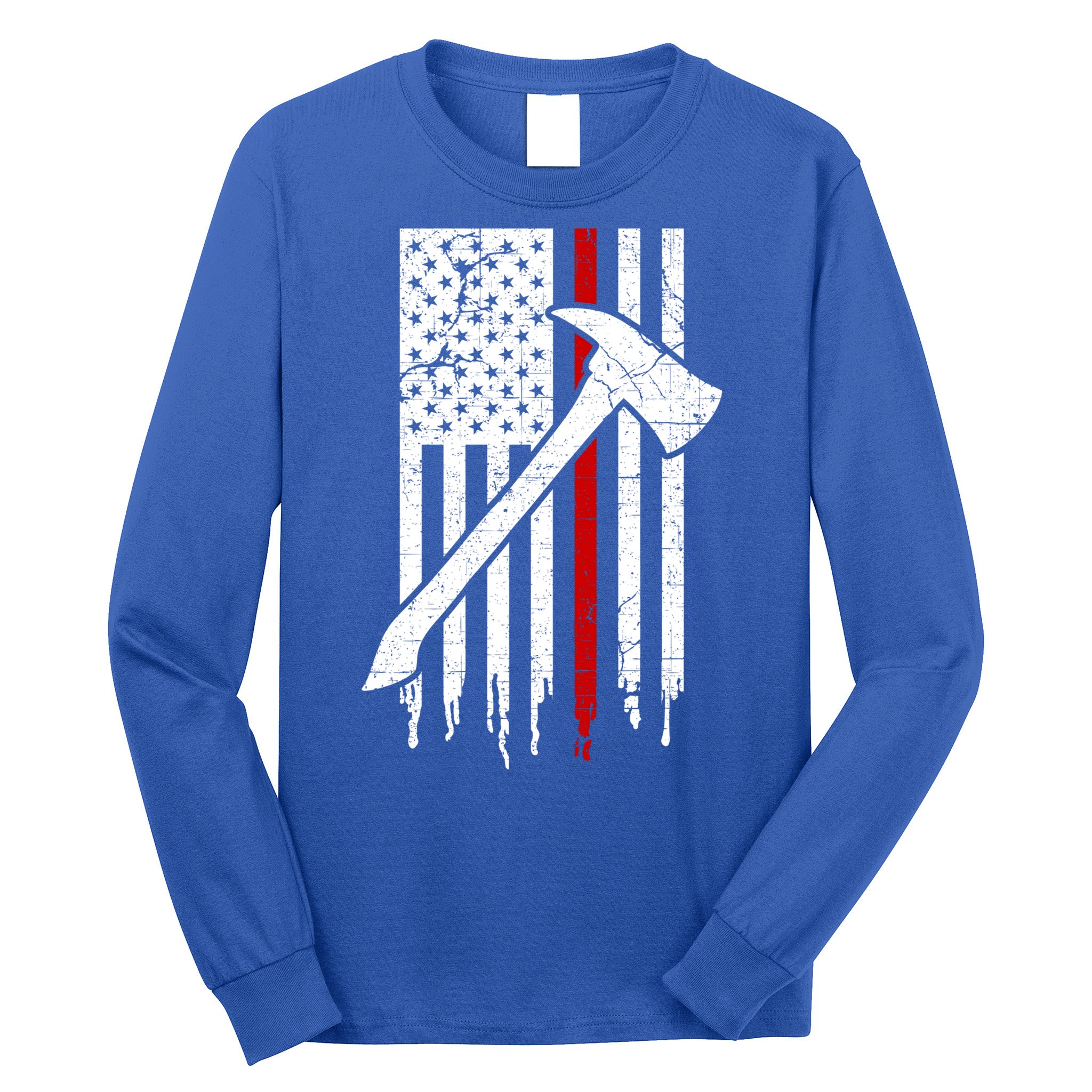 Firefighter Thin Red Line American Flag Gift Long Sleeve Shirt